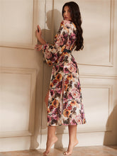 Load image into Gallery viewer, Women&#39;s Floral Print Kimono Long Robe Mesh Bridal Gown Open Side Wedding Bathrobe