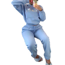 Load image into Gallery viewer, Women&#39;s High Waist Two Piece Set Winter Velvet Hoodies 2021 Autumn Jogging Sport Loose Thick Sweatpants y2k Tracksuit Femme