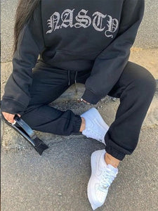 Women&#39;s High Waist Two Piece Set Winter Velvet Hoodies 2021 Autumn Jogging Sport Loose Thick Sweatpants y2k Tracksuit Femme