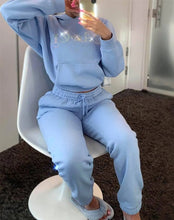 Load image into Gallery viewer, Women&#39;s High Waist Two Piece Set Winter Velvet Hoodies 2021 Autumn Jogging Sport Loose Thick Sweatpants y2k Tracksuit Femme