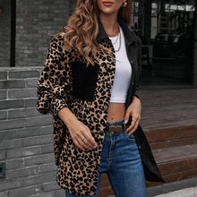 Load image into Gallery viewer, Women&#39;s Jacket Chic Splicing Jackets Leopard Print Turn-down Collar Single-breasted Pocket Casual Tops Femme Autumn Streetwear