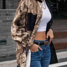 Load image into Gallery viewer, Women&#39;s Jacket Chic Splicing Jackets Leopard Print Turn-down Collar Single-breasted Pocket Casual Tops Femme Autumn Streetwear