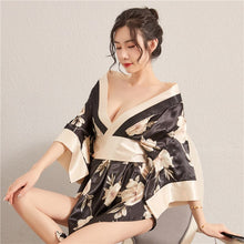 Load image into Gallery viewer, Women&#39;s Kimono Set Flowers Sexy Printed Japanese Robe Sexy Uniform Cosplay Costumes Lounge Bathrobe Game Dress Valentine&#39;s Day