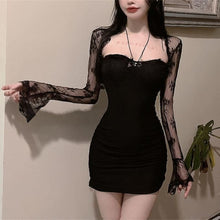 Load image into Gallery viewer, Women&#39;s Lace Patchwork Sheer Sleevest Temperament Evening Dress Summer Birthday Club Party Sexy Bodycon White Mini Dress 2023