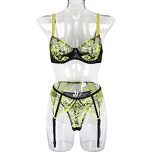 Load image into Gallery viewer, Women&#39;s Lingerie Set Sexy Embroidered Lace with Garter Belt Lace Bra &amp; Panty Suit High Waisted Bikinis Beach Clothing Bodysuit