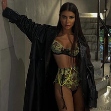 Load image into Gallery viewer, Women&#39;s Lingerie Set Sexy Embroidered Lace with Garter Belt Lace Bra &amp; Panty Suit High Waisted Bikinis Beach Clothing Bodysuit