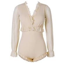 Load image into Gallery viewer, Women&#39;s Long Sleeve One Piece Swimwear Summer Beach Bathing Suit Solid Monokini V-Back Swimsuit Padded Beachwear Korea Style