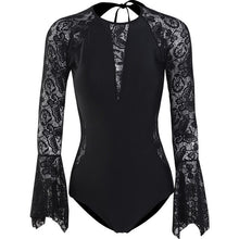 Load image into Gallery viewer, Women&#39;s Long Sleeve One Piece Swimwear Summer Beach Bathing Suit Solid Monokini V-Back Swimsuit Padded Beachwear Korea Style