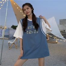 Load image into Gallery viewer, Women&#39;s Loose Fake Two Pieces Short-Sleeved T-shirt Harajuku Plus Size Summer Top Aesthetic Korean Clothes Casual Fashion Tshirt