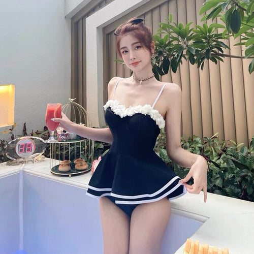 Women's One Piece Swimsuit Lace-up Solid Belly-cover Sexy Floral Fabala Bathing Suit Holiday Beach Wear Swimsuit Ladies 2023