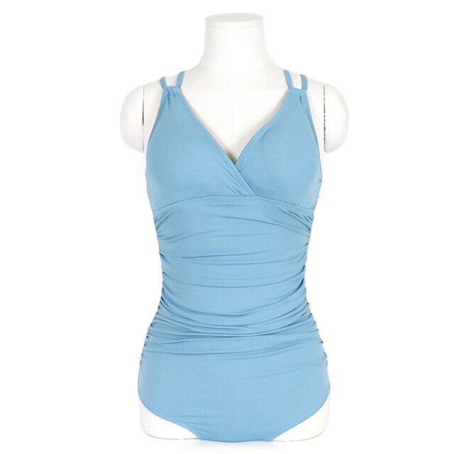 Women's One Piece Swimwear Summer Beach Bathing Suit Solid Monokini Tummy Control Swimsuit Padded Beachwear Korea Style