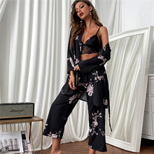 Load image into Gallery viewer, Women&#39;s Pajama Set Sleepwear Suit 3 Pieces Loungewear Floral Printing Pyjamas for Ladies Autumn home clothes Homewear