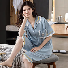 Load image into Gallery viewer, Women&#39;s Pajama Set Summer Soft linen Cotton Nightwear Female Large Size XXL Short Sleeve sleepwear Set and Homewear Pajamas