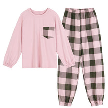 Load image into Gallery viewer, Women&#39;s Pajamas Set Fashion Plaid Cartoon Sleepwear Women Pure Cotton Long Sleeve Pijama Casual Homewear Pyjamas M L XL XXL XXXL