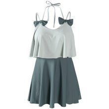 Load image into Gallery viewer, Women&#39;s Push Up One Piece Swimwear Padded Swimsuit Swimdress Green Patchwork Girls Flounce Skirt Bathing Suit Summer 2020 Female