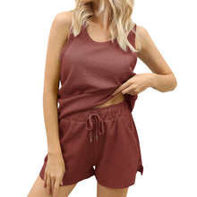 Load image into Gallery viewer, Women&#39;s Pyjamas 2 Piece Casual Outfits Tank Top Shorts Elastic Waist Drawstring Pocket Pajamas Loose Loungewear Sleepwear Set