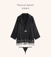 Load image into Gallery viewer, Women`s Robes Sexy Nightgown Thong Set Satin Lace Embroidered Sleepwear Femme Deep V Bathrobe Black Cardigan Suit Nightdress