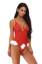 Load image into Gallery viewer, Women&#39;s Santa Lingerie Red Christmas Corset Babydoll Set Xmas Outfit Lace Sleepwear Christmas Underwear Bustier