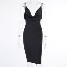 Load image into Gallery viewer, Women&#39;s Satin Ladies Lace-up Mid-length Dress Stacked Halter Sexy Streetwear Party Elegant 2021 Summer Festival Club