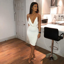 Load image into Gallery viewer, Women&#39;s Satin Ladies Lace-up Mid-length Dress Stacked Halter Sexy Streetwear Party Elegant 2021 Summer Festival Club