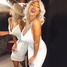 Load image into Gallery viewer, Women&#39;s Satin Ladies Lace-up Mid-length Dress Stacked Halter Sexy Streetwear Party Elegant 2021 Summer Festival Club