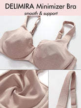 Load image into Gallery viewer, Women&#39;s Seamless Minimizer Bra Full Coverage Underwire Unlined Cup Plus Size Smooth Wide Straps Solid Lingerie D DD E F G