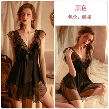 Load image into Gallery viewer, Women Sexy Lingerie Lace Nightdress Deep V Hot Thin Nightgown Home Clothing Suit Sleepwear Femme Skirt Wedding Night Underwear
