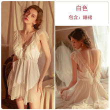 Load image into Gallery viewer, Women Sexy Lingerie Lace Nightdress Deep V Hot Thin Nightgown Home Clothing Suit Sleepwear Femme Skirt Wedding Night Underwear