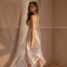 Load image into Gallery viewer, Women Sexy Nightdress Thong Set Satin Lace See-through Seductive Femme Nightgrowm Girls Fairy Halter Lolita Sleepwear Romantic