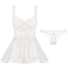 Load image into Gallery viewer, Women&#39;s Sexy Nightgowns White Perspective Sleepwear Mesh Sleep Dress Temptation Strap Nightdress Set Winter Sleepdress Home Wear