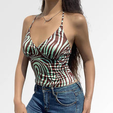 Load image into Gallery viewer, Women&#39;s Sexy Print Halterneck V-Neck Vest Basic Crop Top Backless Halter Neck Summer 2021 Sleeveless Corset Tops Casual Fashion