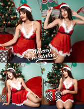Load image into Gallery viewer, Women&#39;s Sexy Santa Christmas Lingerie Set Babydoll Lace Chemises Sleepwear