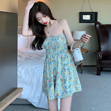 Load image into Gallery viewer, Women&#39;s Sexy Strapless corset floral mini dress Summer Sleeveless chest wrap seaside holiday casual beach dresses for women 2022