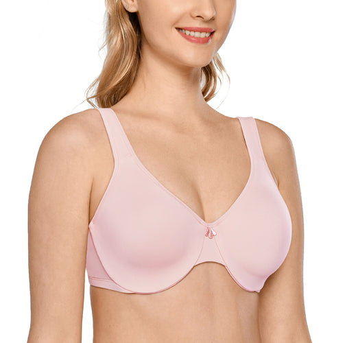 Women's Smooth Minimizer Bra Full Coverage Underwire Seamless No Padded Plus Size Bras Solid Backless D DD E F