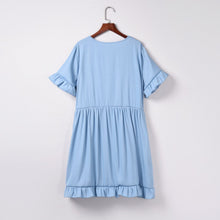 Load image into Gallery viewer, Women&#39;s Summer Fashion Denim Ruffles Short Sleeve Loose Mini Dress Women Blue Short Dress vestido de mujer платье летнее 2021