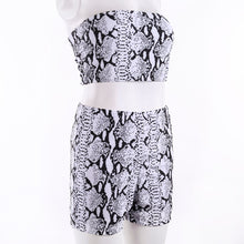 Load image into Gallery viewer, Women&#39;s Swimming Suits Summer Sleeveless Snake Print Crop Top Tube Shorts 2PCs Clothes Set Swimwear Beach Feminine Women Bikini