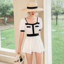 Load image into Gallery viewer, Women&#39;s Swimsuit Sexy One Piece Bathing Suit Short Sleeve Swimwear Swimming Beach Wear Korea Style Summer Swimdress