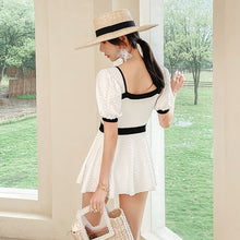 Load image into Gallery viewer, Women&#39;s Swimsuit Sexy One Piece Bathing Suit Short Sleeve Swimwear Swimming Beach Wear Korea Style Summer Swimdress