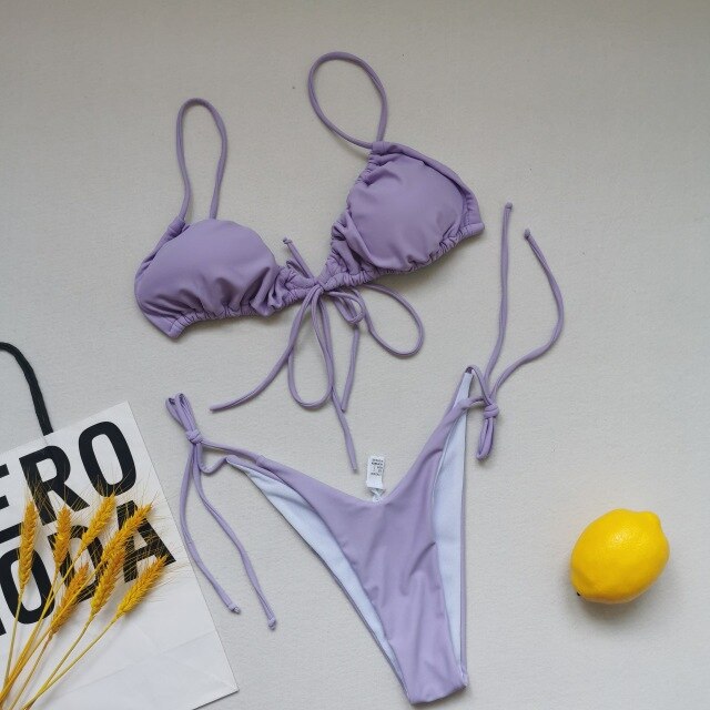 Women's Swimwear 2021 New Sexy Bikini Straps Chest Folds  And  Fashion Split Swimsuit Summer Beach Beachwear Bikinis Set Top