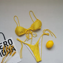 Load image into Gallery viewer, Women&#39;s Swimwear 2021 New Sexy Bikini Straps Chest Folds  And  Fashion Split Swimsuit Summer Beach Beachwear Bikinis Set Top