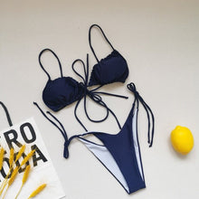 Load image into Gallery viewer, Women&#39;s Swimwear 2021 New Sexy Bikini Straps Chest Folds  And  Fashion Split Swimsuit Summer Beach Beachwear Bikinis Set Top