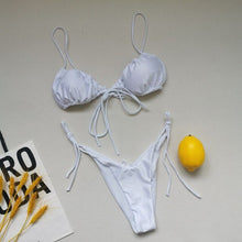 Load image into Gallery viewer, Women&#39;s Swimwear 2021 New Sexy Bikini Straps Chest Folds  And  Fashion Split Swimsuit Summer Beach Beachwear Bikinis Set Top