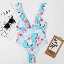 Load image into Gallery viewer, Women&#39;s Swimwear  Bikini Sexy 2021 V Neck Integrated Multi-color Stitching Strapless Swimsuit Sports