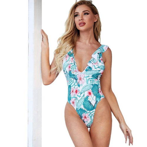 Women's Swimwear  Bikini Sexy 2021 V Neck Integrated Multi-color Stitching Strapless Swimsuit Sports