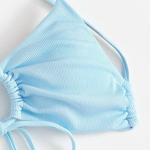Load image into Gallery viewer, Women&#39;s Swimwear High Waist Bikini Blue Swimsuit Separate Beachwear String Sexy Solid Color Pattern