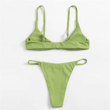 Load image into Gallery viewer, Women&#39;s Swimwear Underwear Set  Pure Color Without Pattern Green Sexy Bikini Swimsuit High Waist