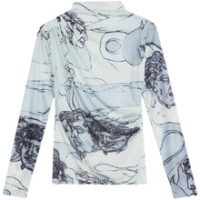 Load image into Gallery viewer, Women&#39;s T-Shirt Autumn 2021 New Fashion Print Mesh Tops Elegant Slim Turtleneck Long Sleeve Women Clothing