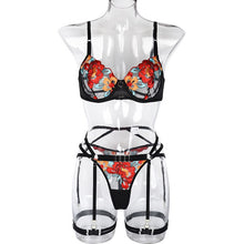 Load image into Gallery viewer, Women&#39;s Teddies Sexy Embroidery Floral Lace  Corset Push Up Garter Belt Lingerie Set Couple&#39;s Sex Underwear Bra and Panty Suit