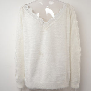 Women's Thin White Sweater 2021 Autumn Winter New Knitted Sweaters Large Size Hollow Out Pullovers V-neck Jumper Femme Mujer