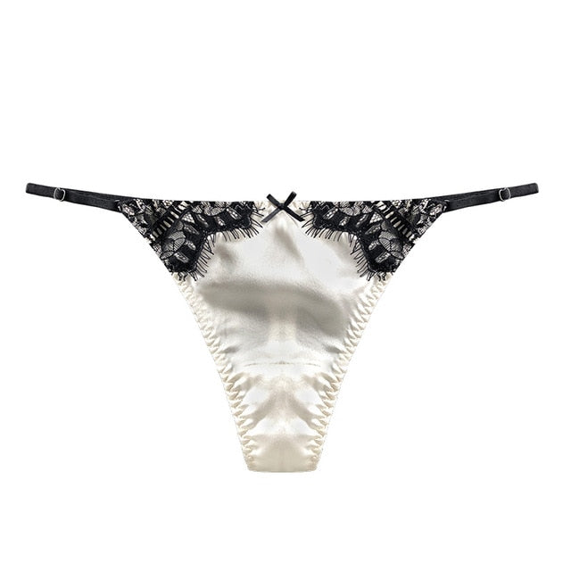 Women's Thong For Sex Silk Panties Female Underwear Seamless Lace Lingerie Low-Rise Ladies Underpants Sex G-string Thong